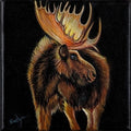6x6 inch small acrylic Moose painting for home decor by Evelyn Mishra.